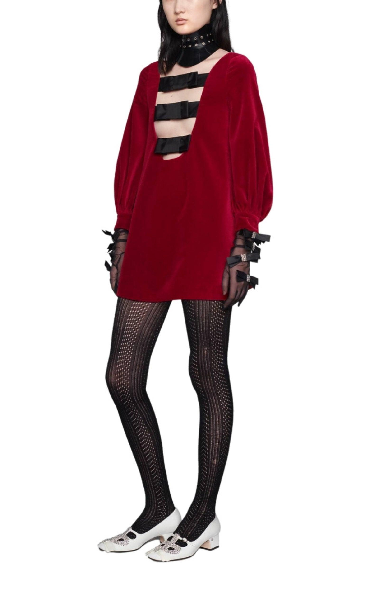 Stretch Cotton-Velvet Mini Dress - 4