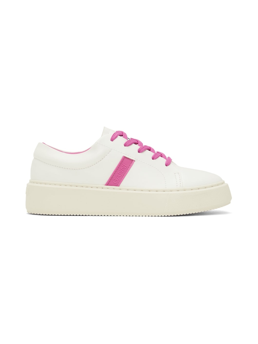 White & Pink Sporty Mix Cupsole Sneakers - 1