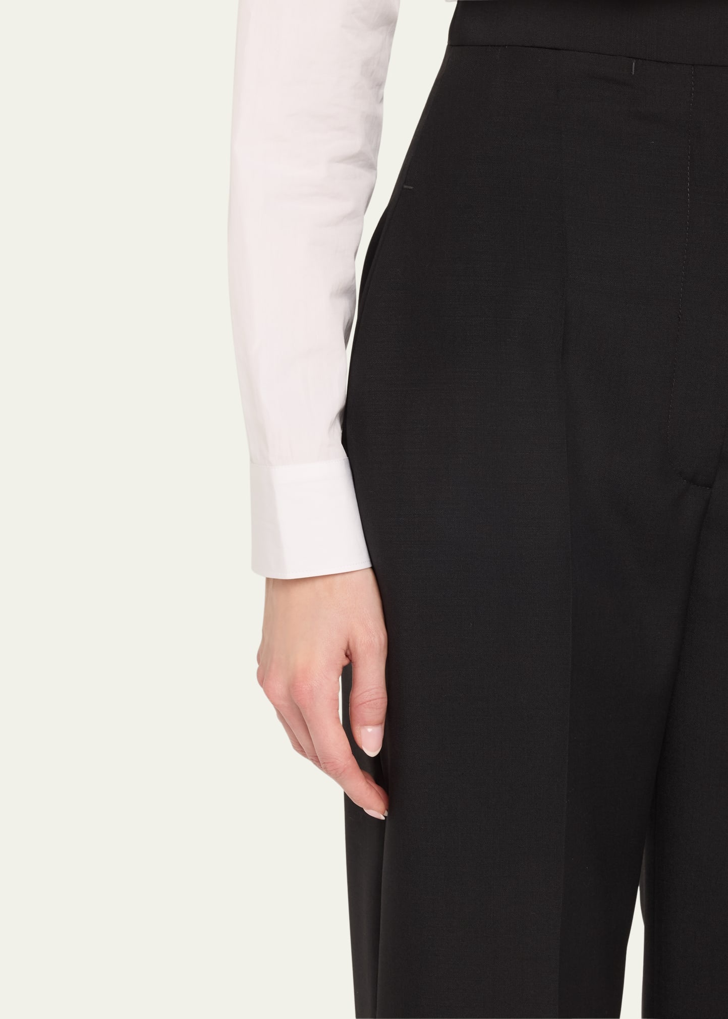 High-Rise Wide-Leg Wool Trousers - 5