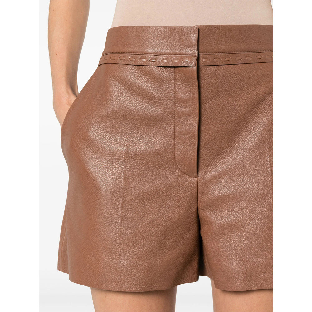 Fendi Brown Shorts - Leather & Faux Leather Shorts Women - 5