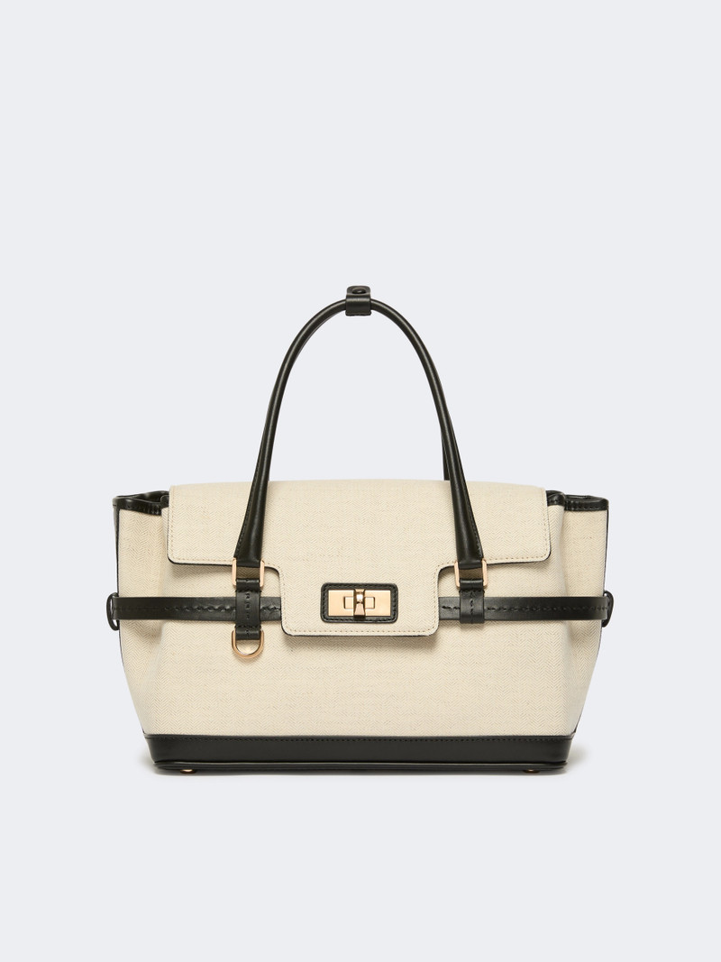 MARGAUXS1 Chevron canvas and leather handbag - ICE 1