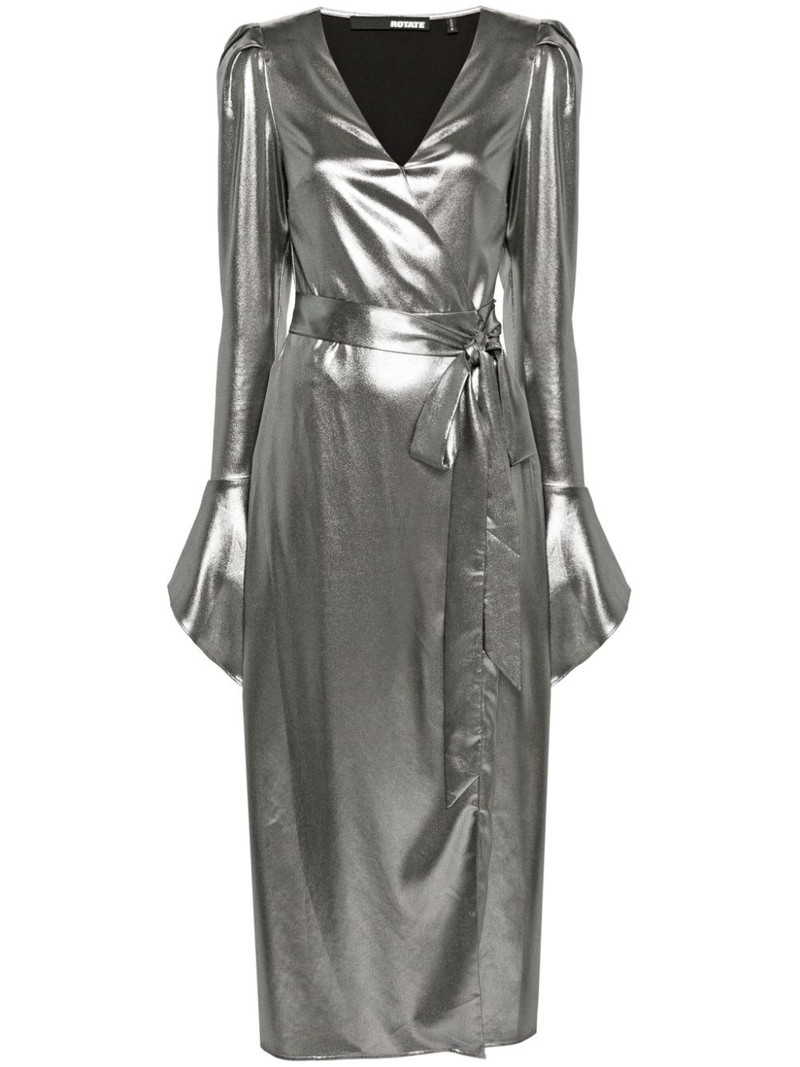 lamÃ© wrap midi dress 1