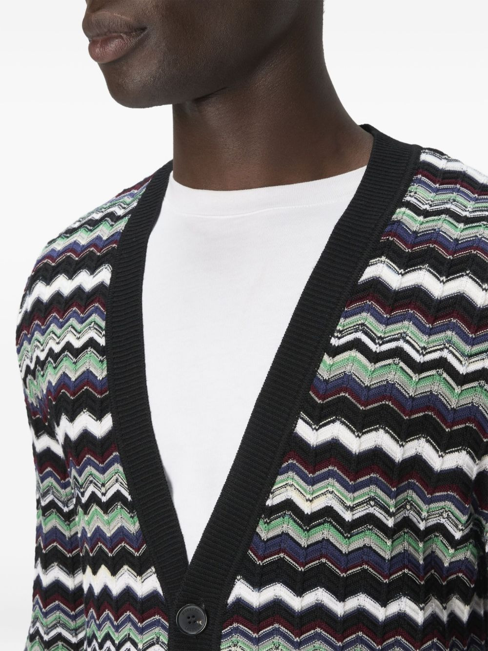 chevron-pattern cardigan - 4
