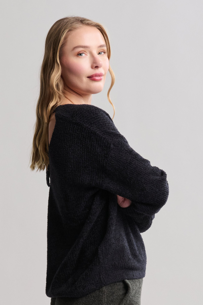 Barefoot Dreams CozyChic Lite® Ribbed V Pullover With Back Tie outlook