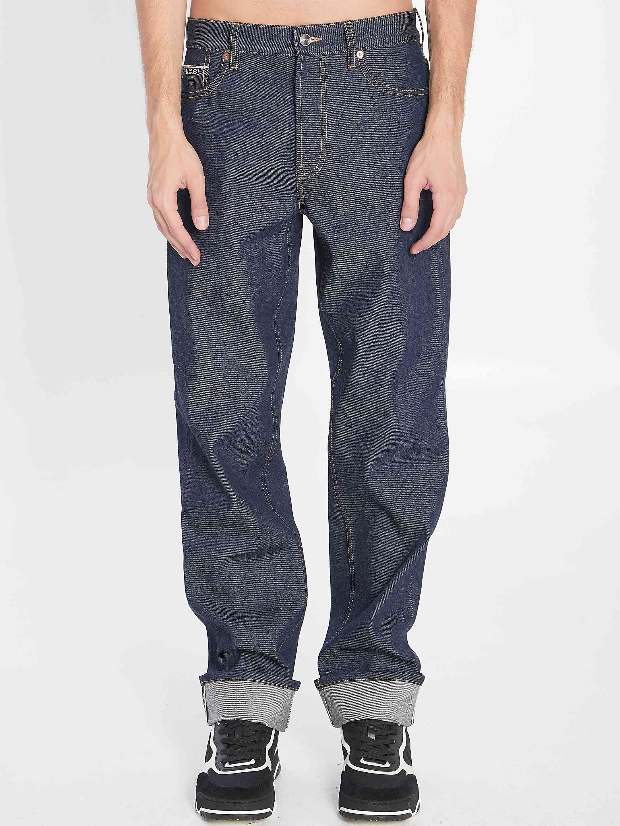 Gucci Men Denim Trousers With Hem Details - 1