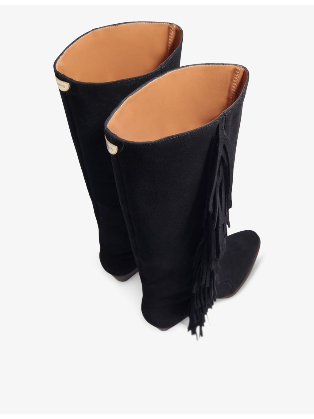 Fringed-trim suede knee-high boots - 3