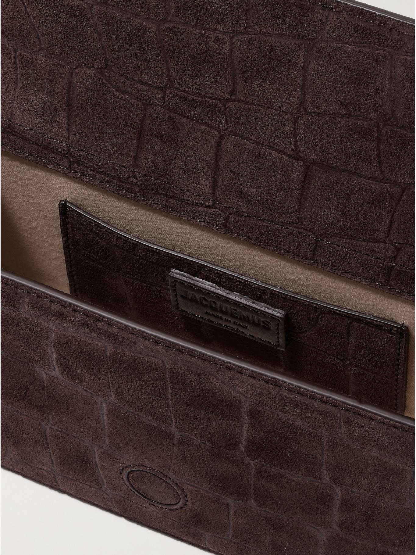 The Bambino large croc-effect suede tote Dark brown - 5