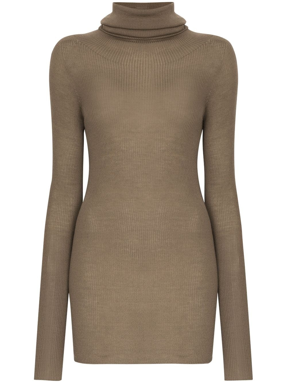 roll neck longline wool top - 1