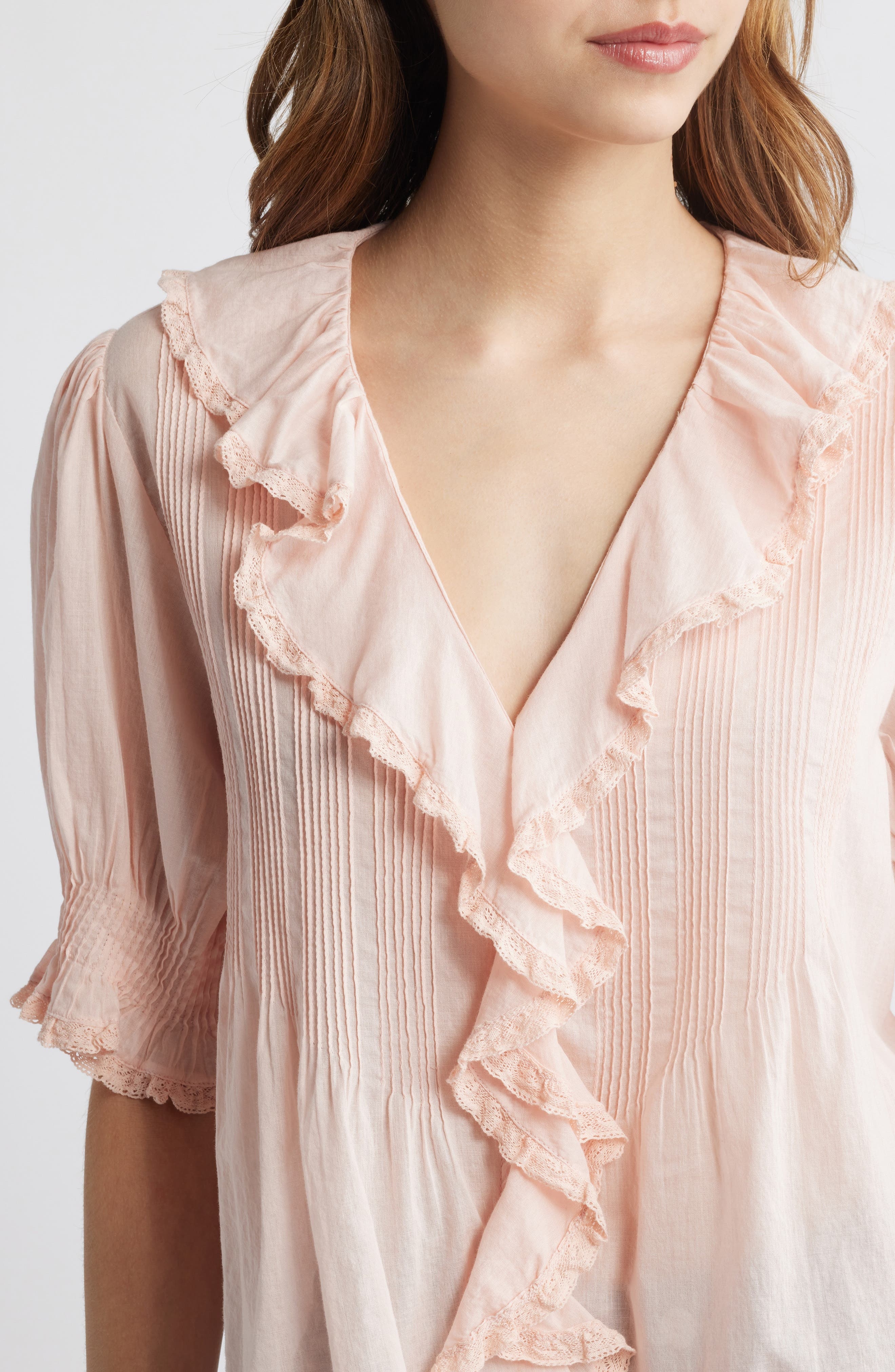 DÔEN Henri Organic Cotton Voile Top in Blush at Nordstrom - 4