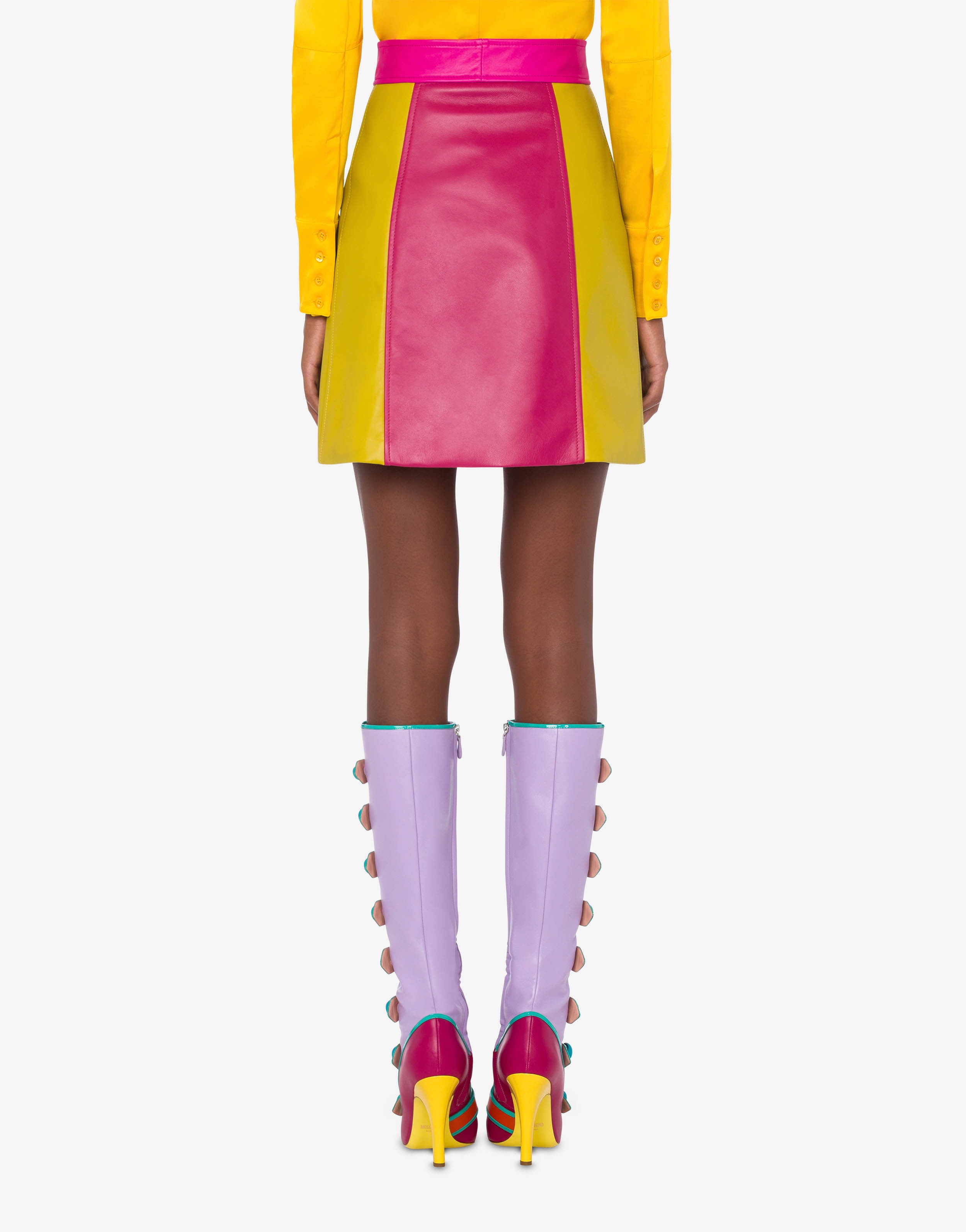 COLOUR BLOCK NAPPA MINI SKIRT - 3