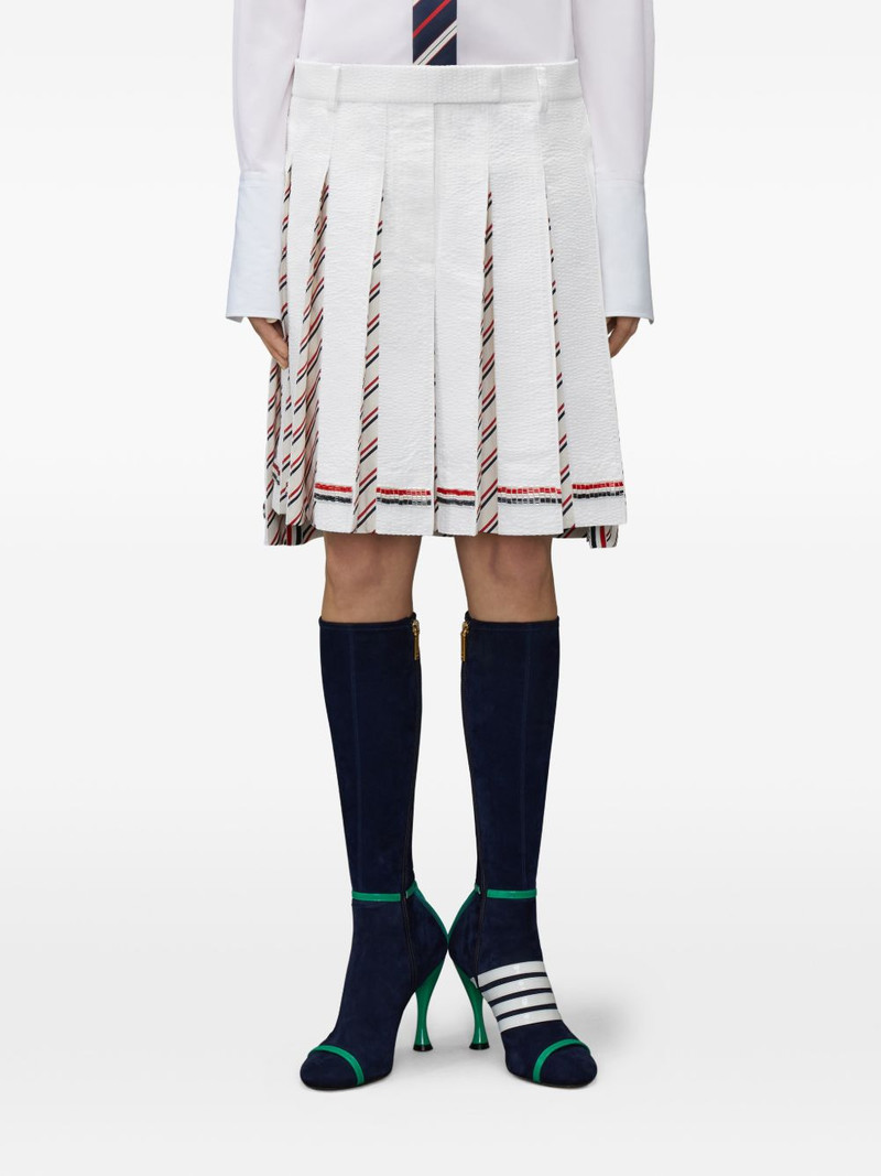 Thom Browne RWB bead-embellished pleated mini skirt outlook