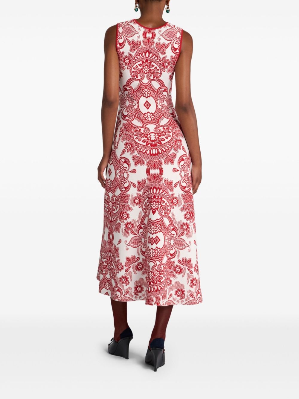 patterned-jacquard midi dress - 4