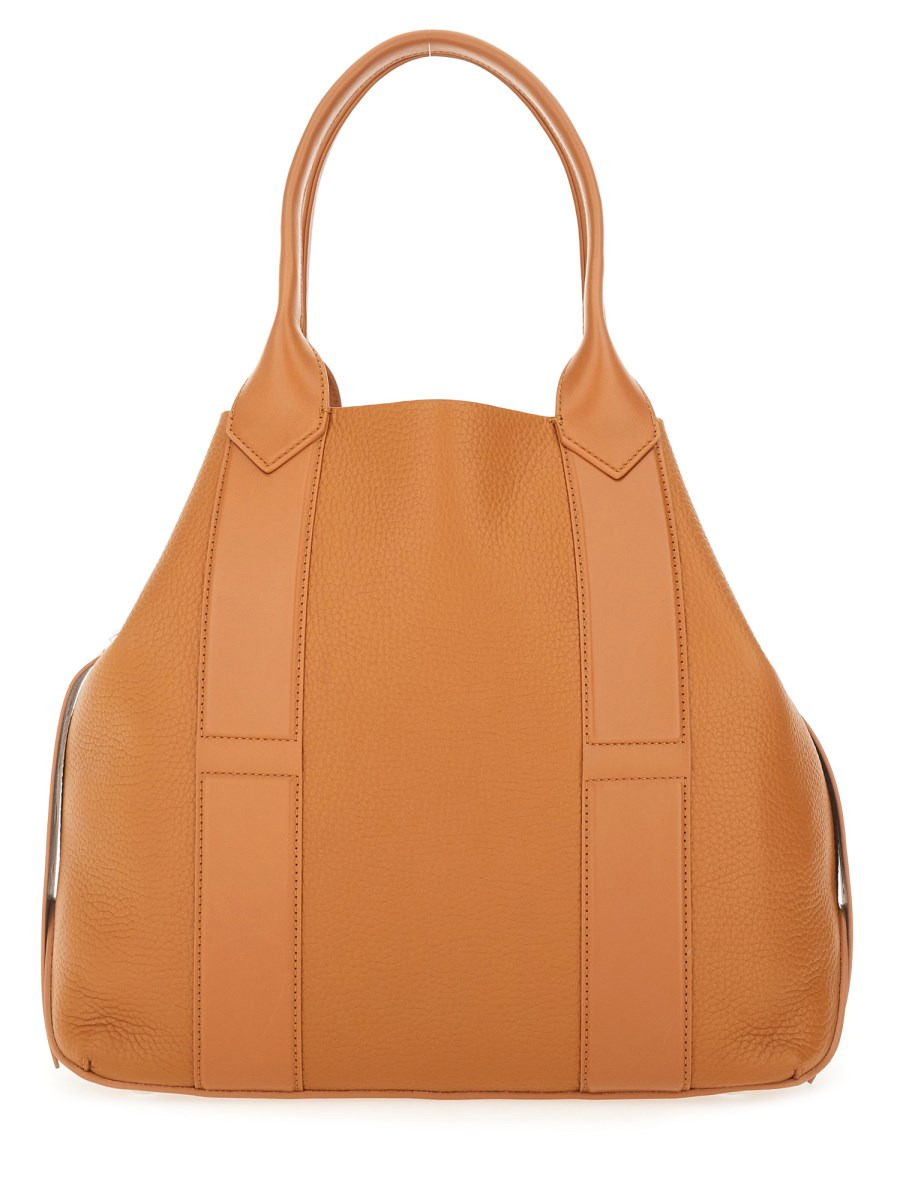 LEATHER SCRIPT SHOPPING BAG - 2