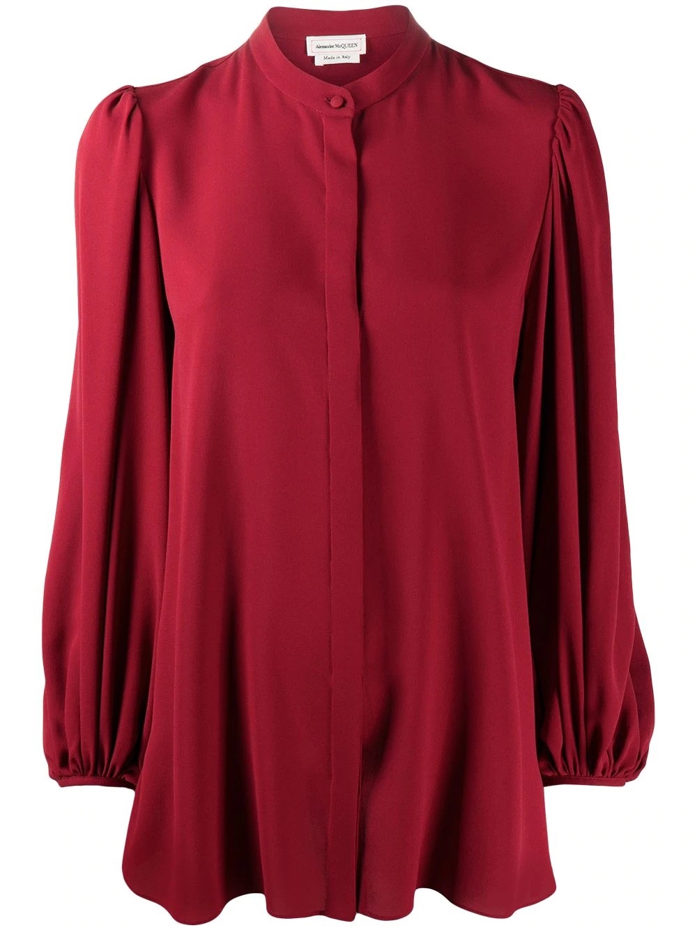 collarless draped-sleeve blouse - 1