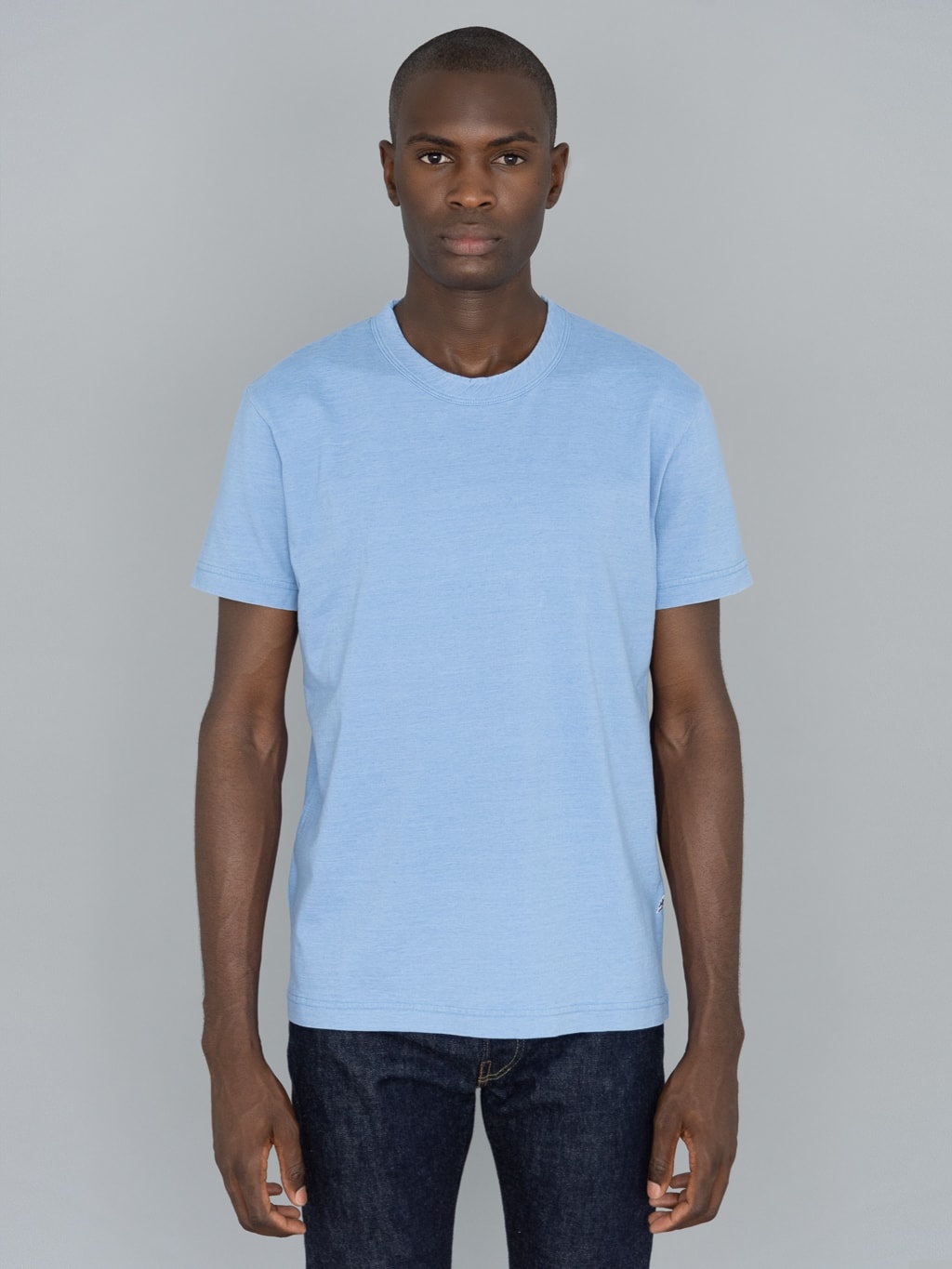 Pure Blue Japan SS5011-P Pale Indigo Dyed Crewneck T-Shirt - 3