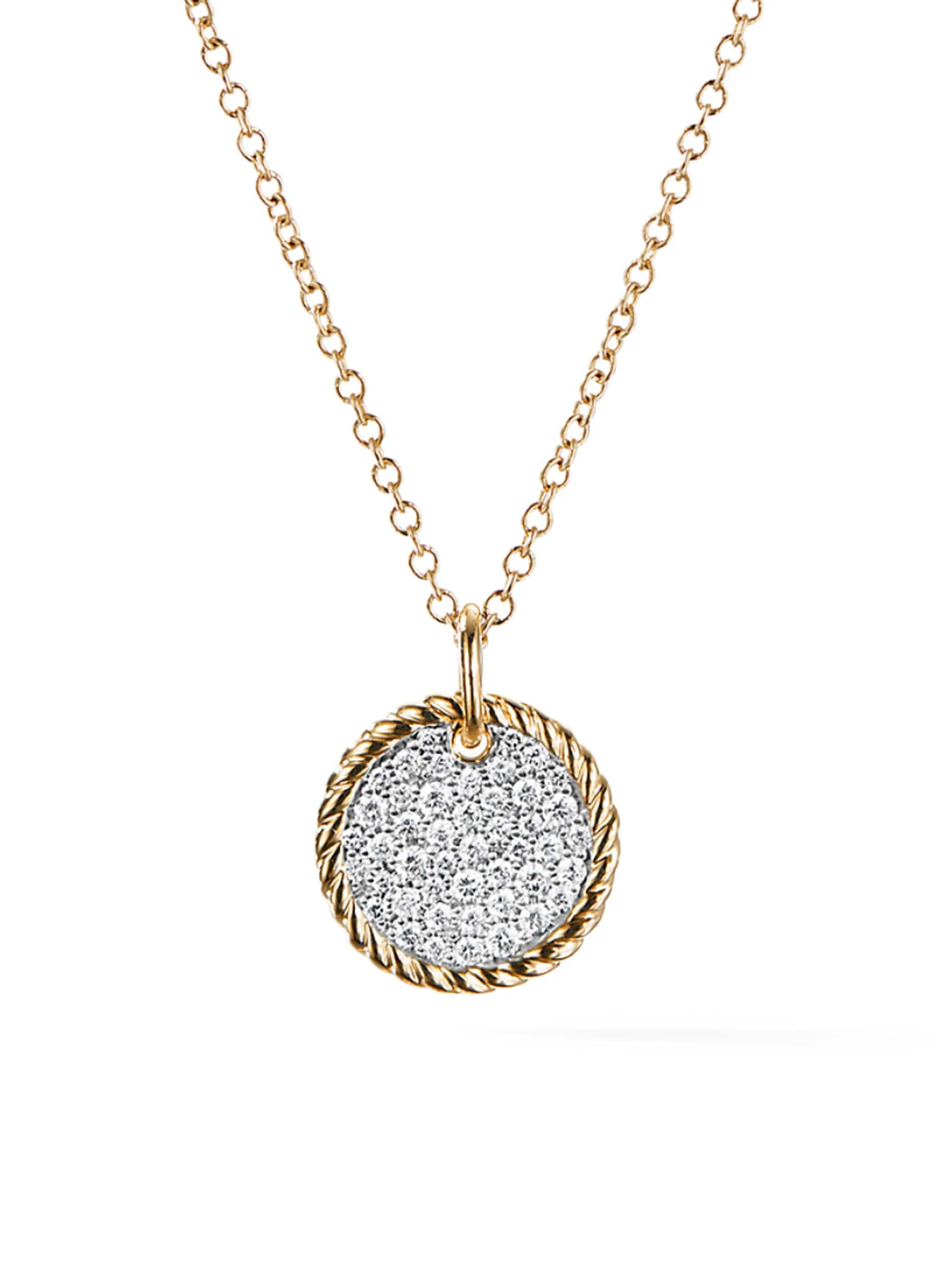 Women's Cable Collectibles Pavé Plate Necklace in 18K Yellow Gold - Gold - 1
