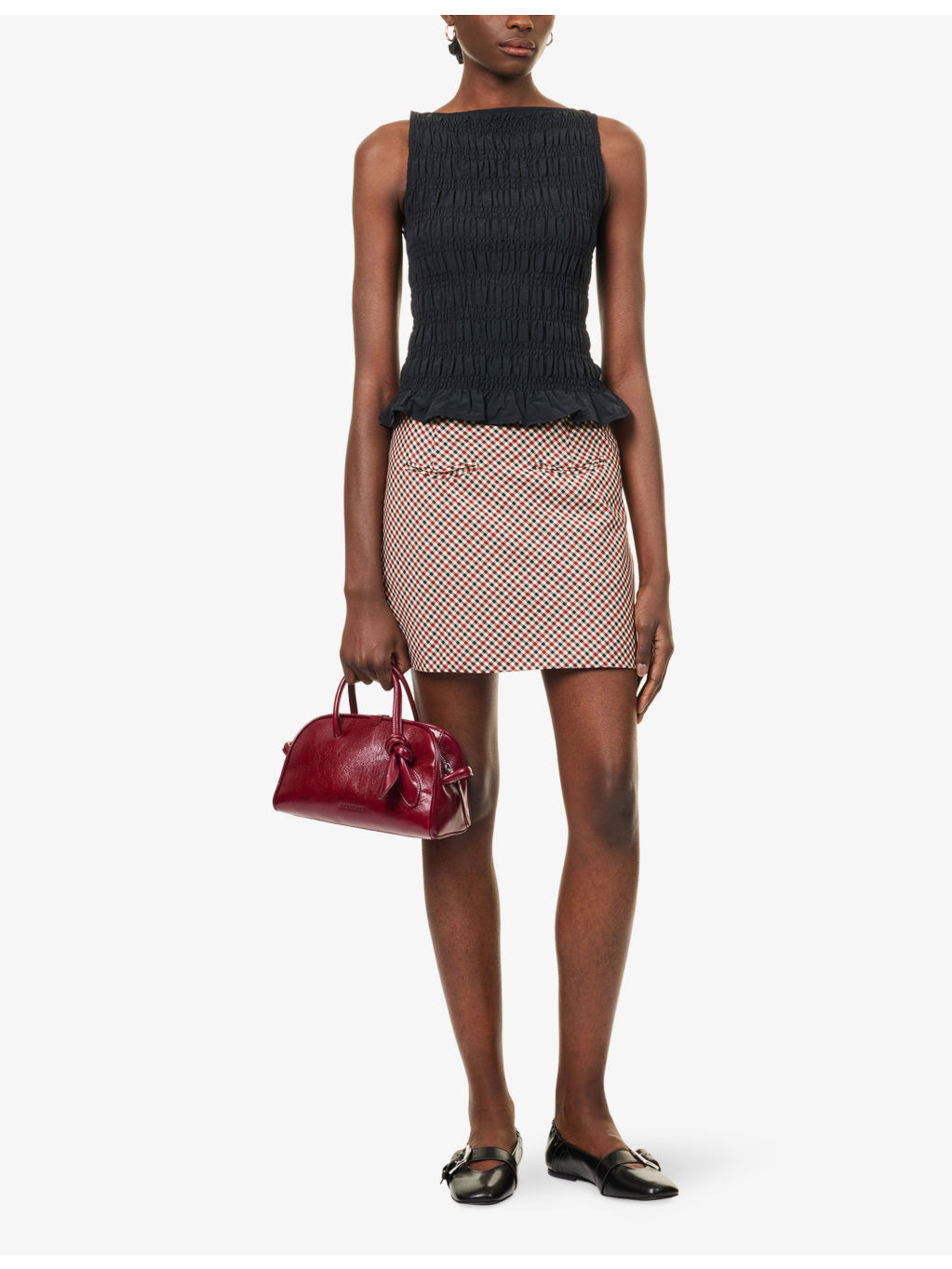 Marie Check-Print Stretch-Woven Mini Skirt - 2