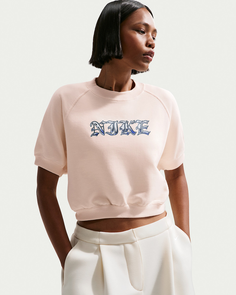 Nike Sportswear Women's Loose Short-Sleeve French Terry Crew-Neck Sweatshirt 1