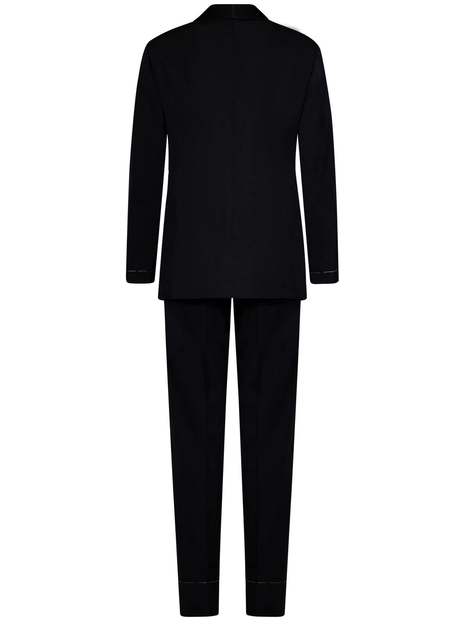 Black cashmere wool suit with single-breasted jacket and tailored trousers. - 2