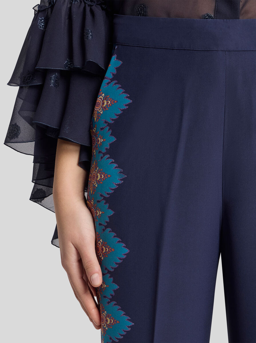 SILK TROUSERS WITH PLACED PRINT - 3