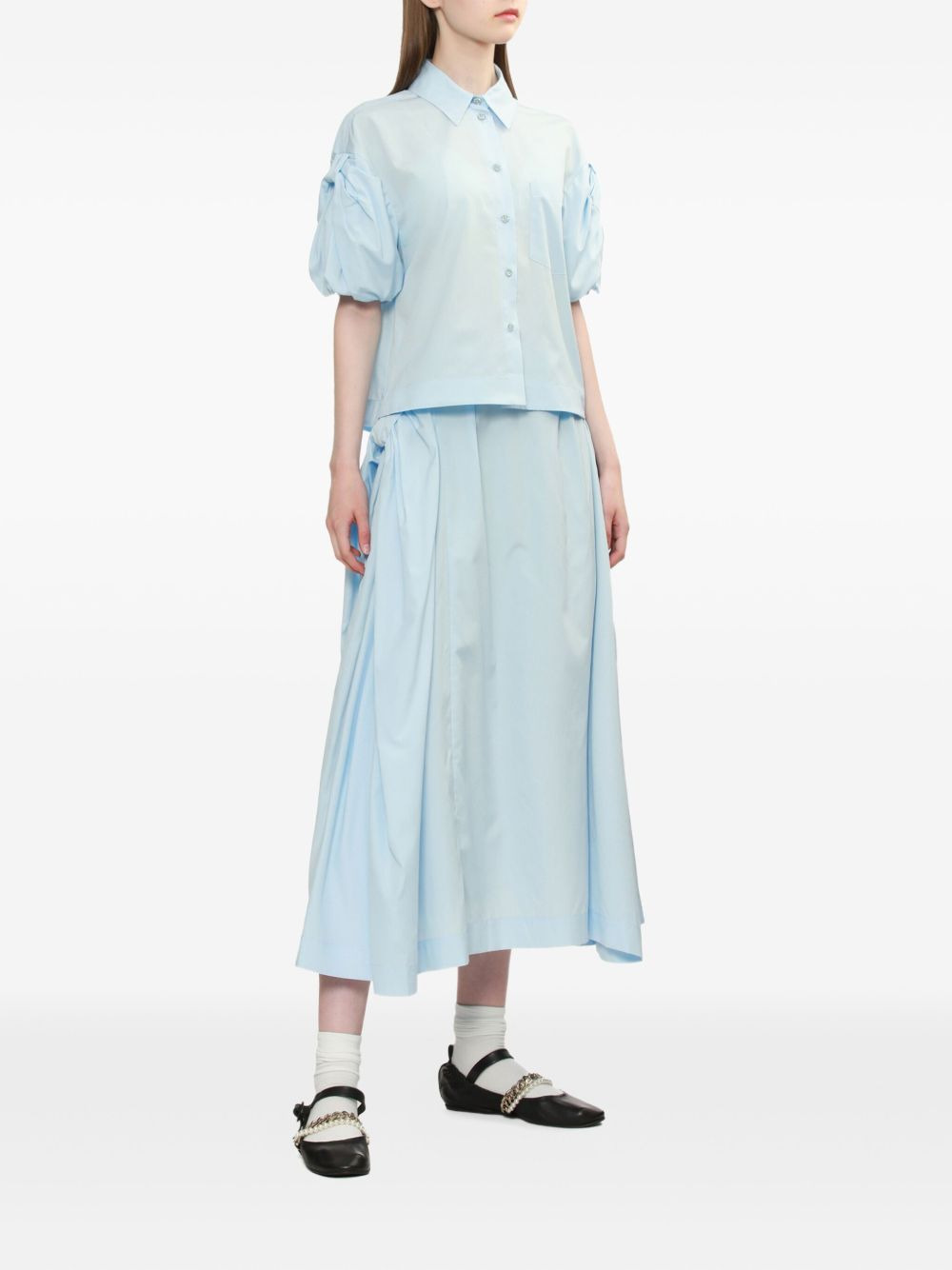 puffed-sleeve pocket shirt - 2