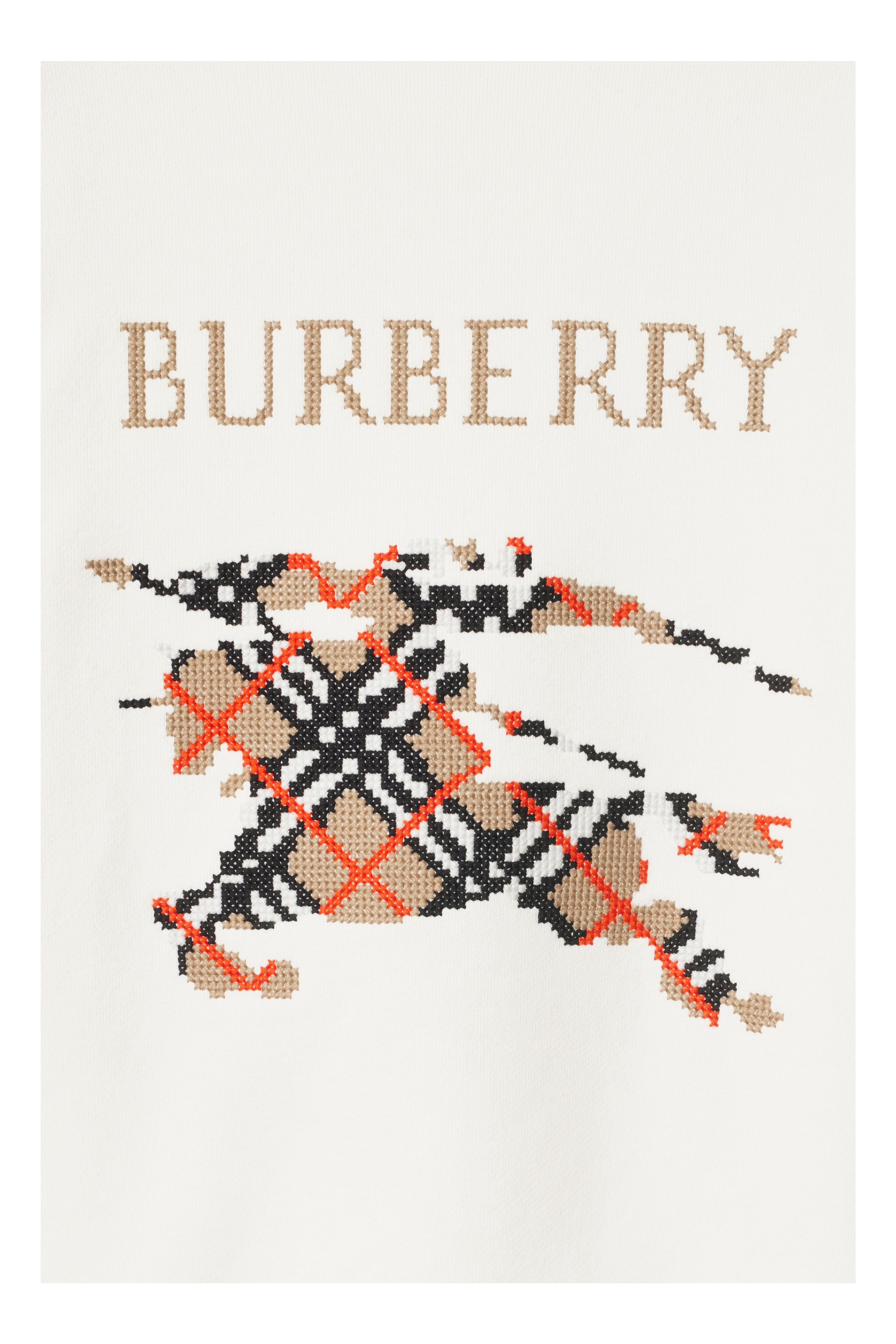 burberry Cross Stitch EKD  Cotton Sweatshirt in Chalk White at Nordstrom - 5