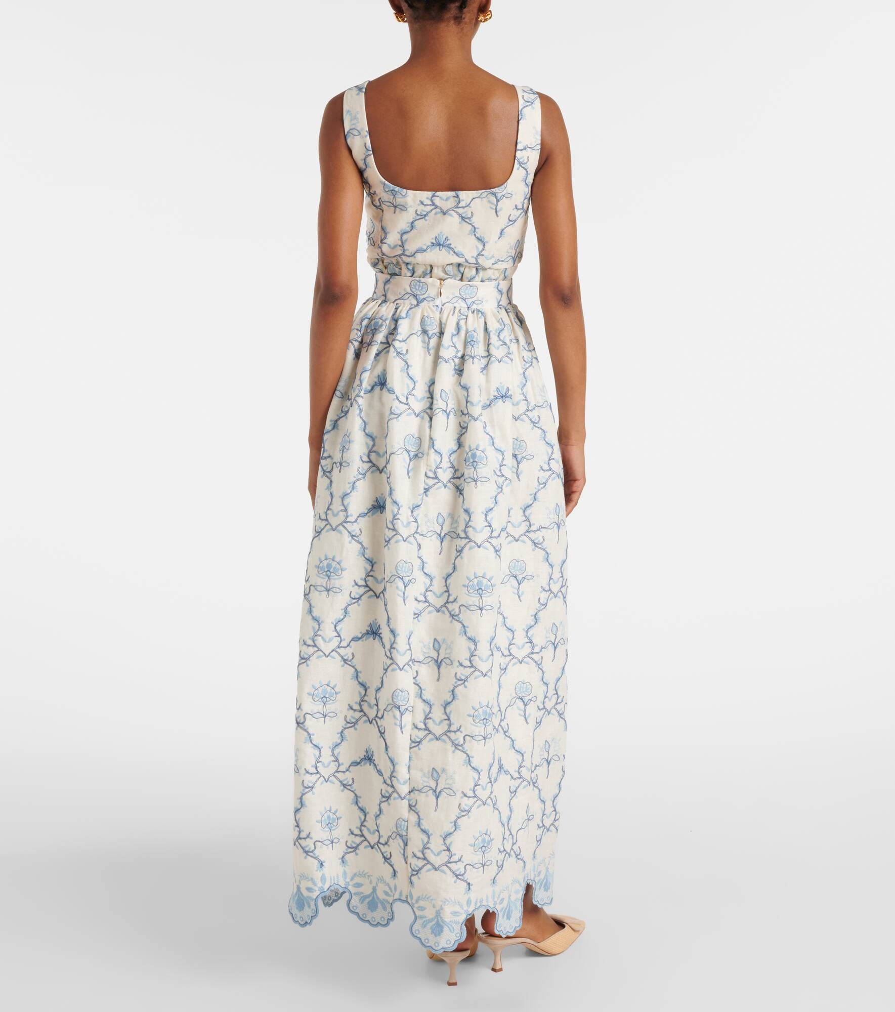 Tangelo floral linen maxi skirt - 3
