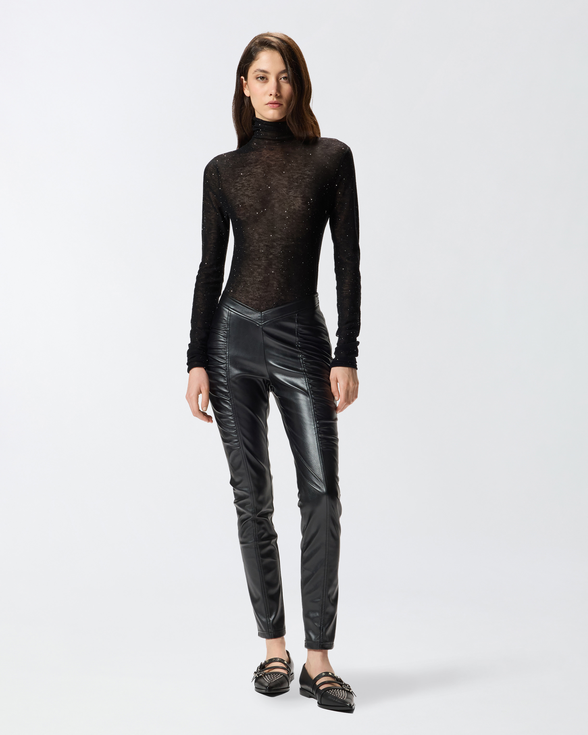 STRETCH LEATHER-EFFECT LEGGINGS - 2