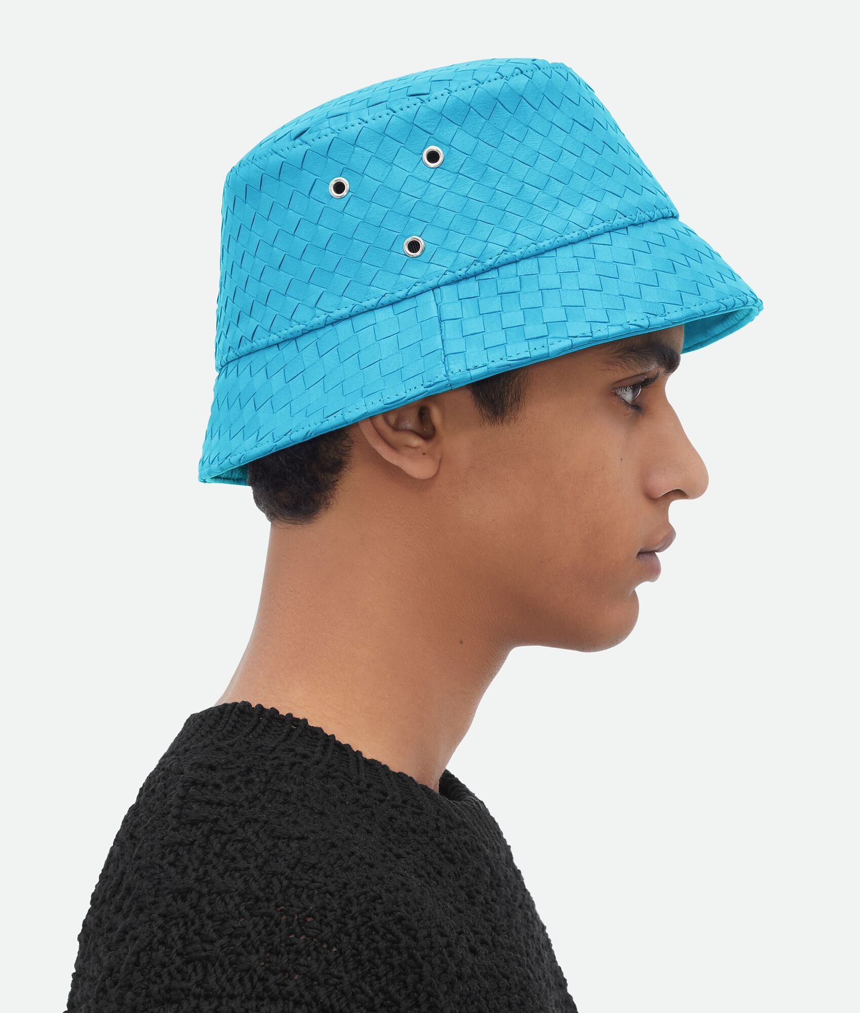 intrecciato leather bucket hat - 4