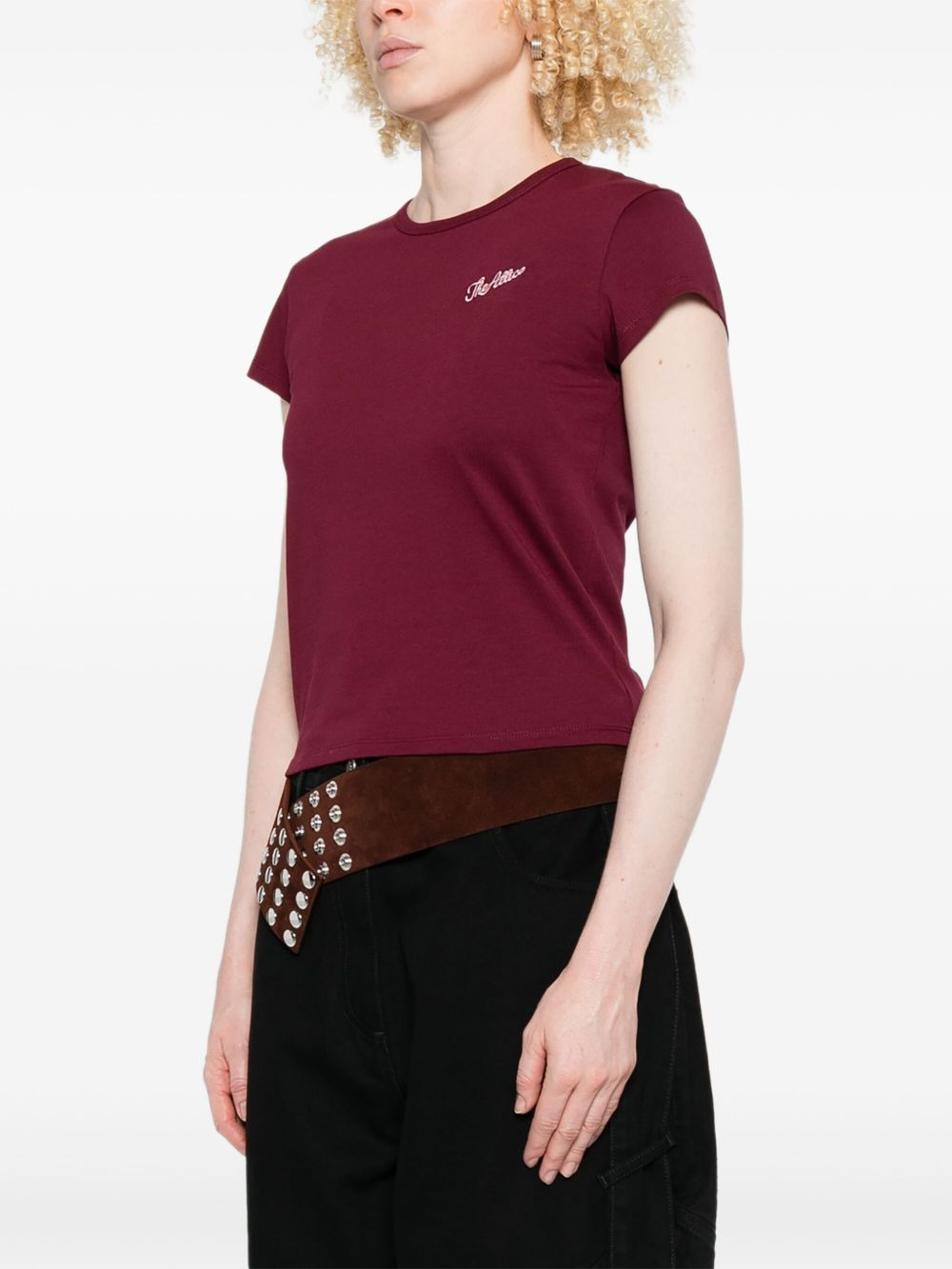 logo-embroidered cotton T-shirt - 3