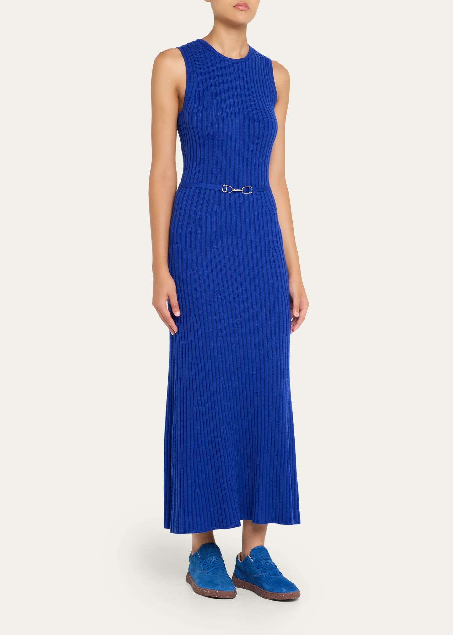 Meier Belted Cashmere Rib Midi Dress - 4