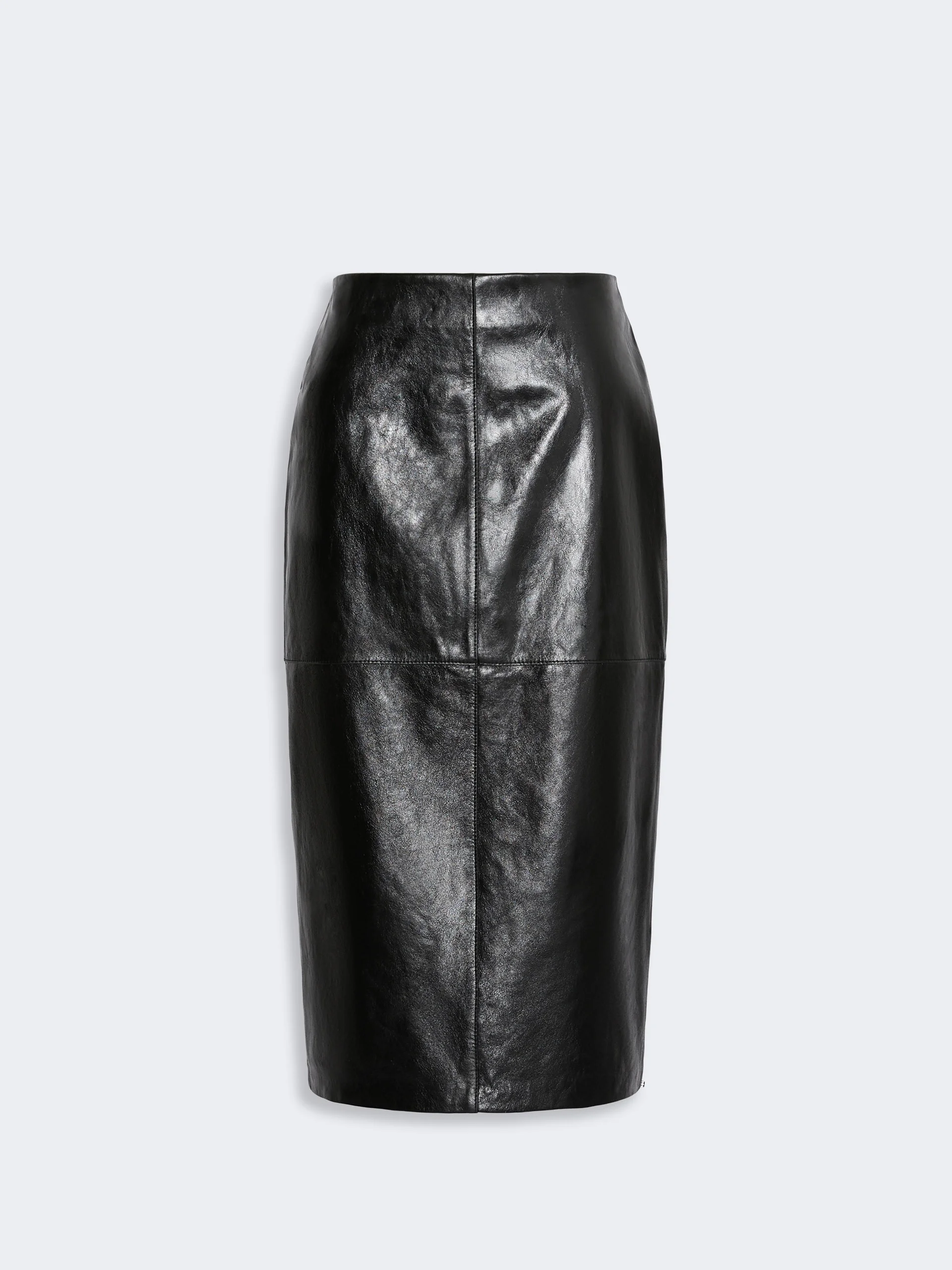LAPPOLE Nappa-leather midi skirt - BLACK - 1
