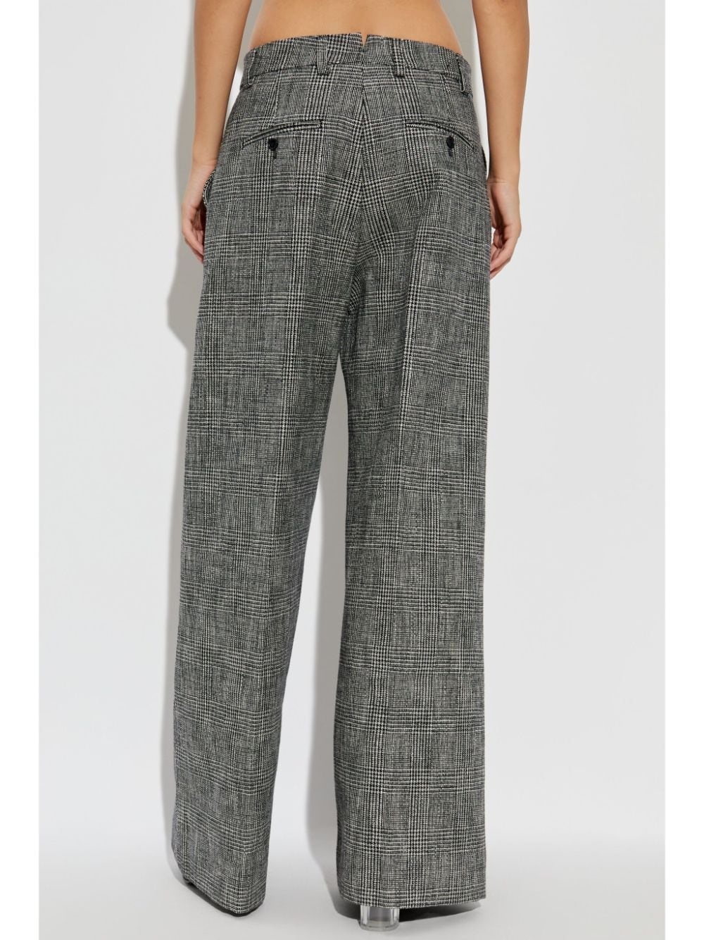 checked wide-leg trousers - 4