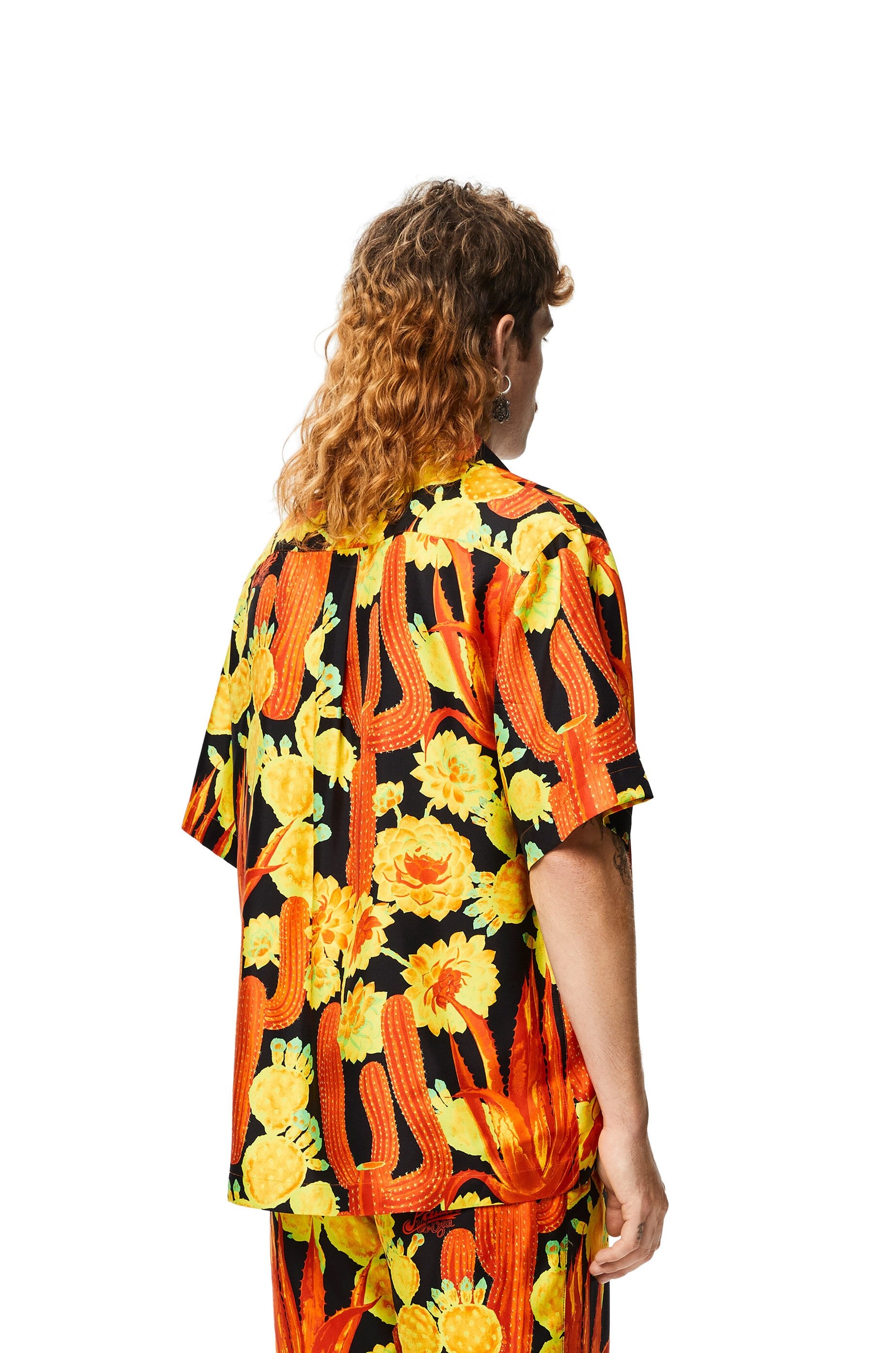 Cactus print bowling shirt in silk - 4