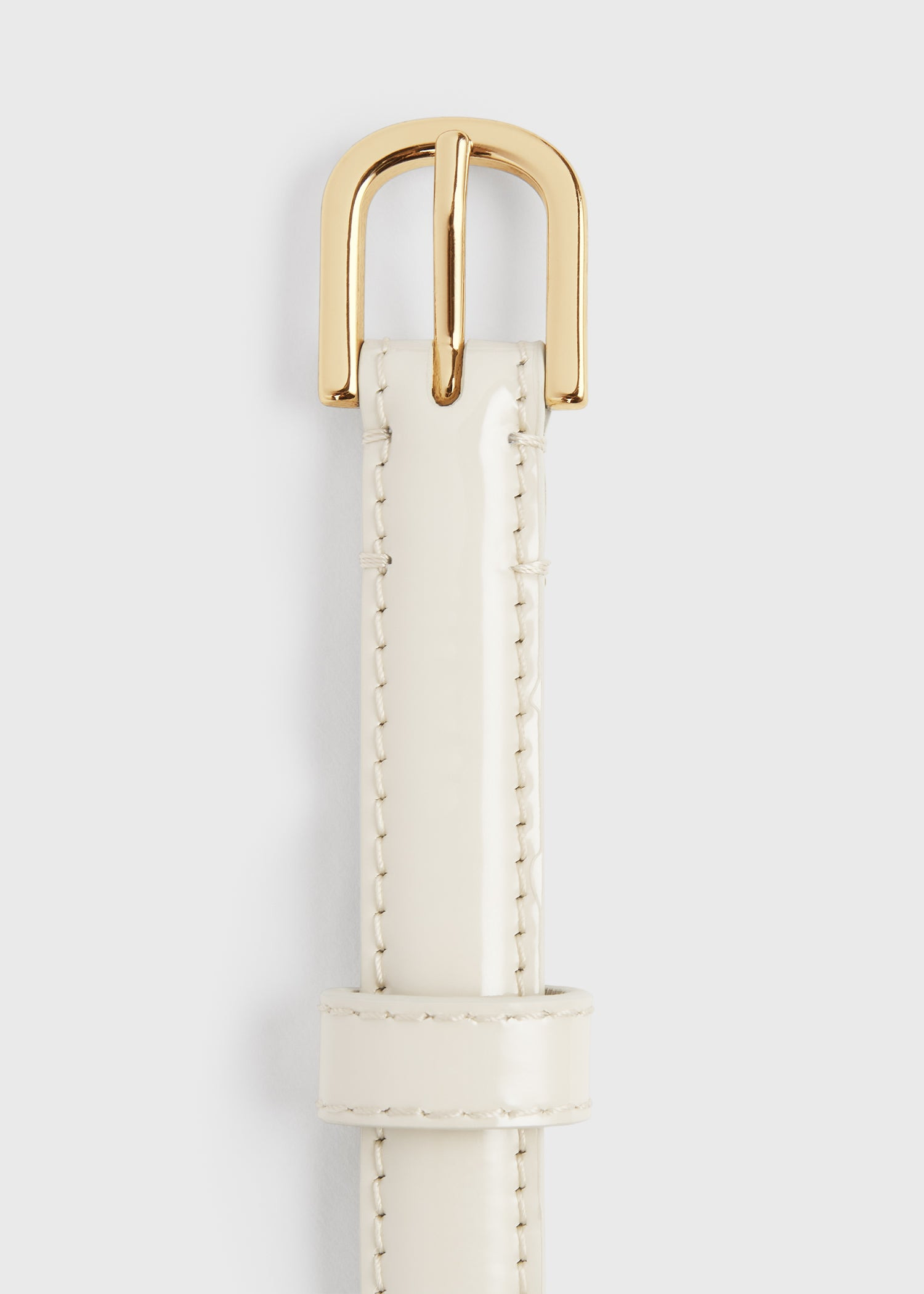 Thin patent-leather trouser belt bleached sand - 6