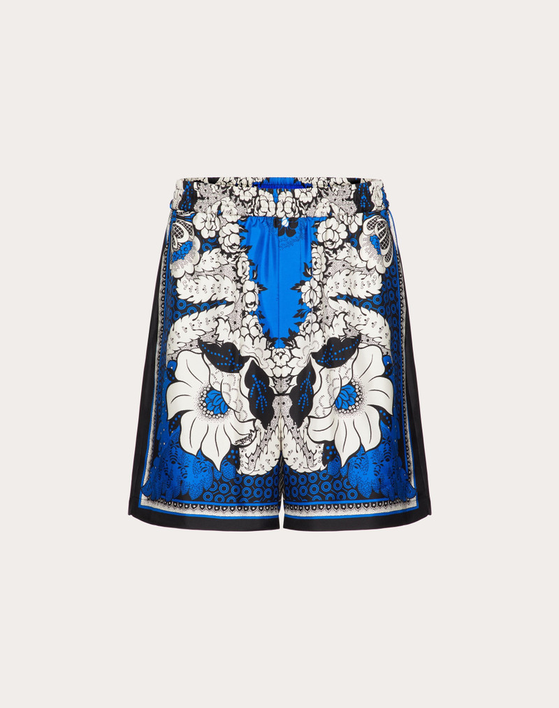 SILK TWILL BERMUDA SHORTS WITH VALENTINO BANDANA FLOWER PRINT 1