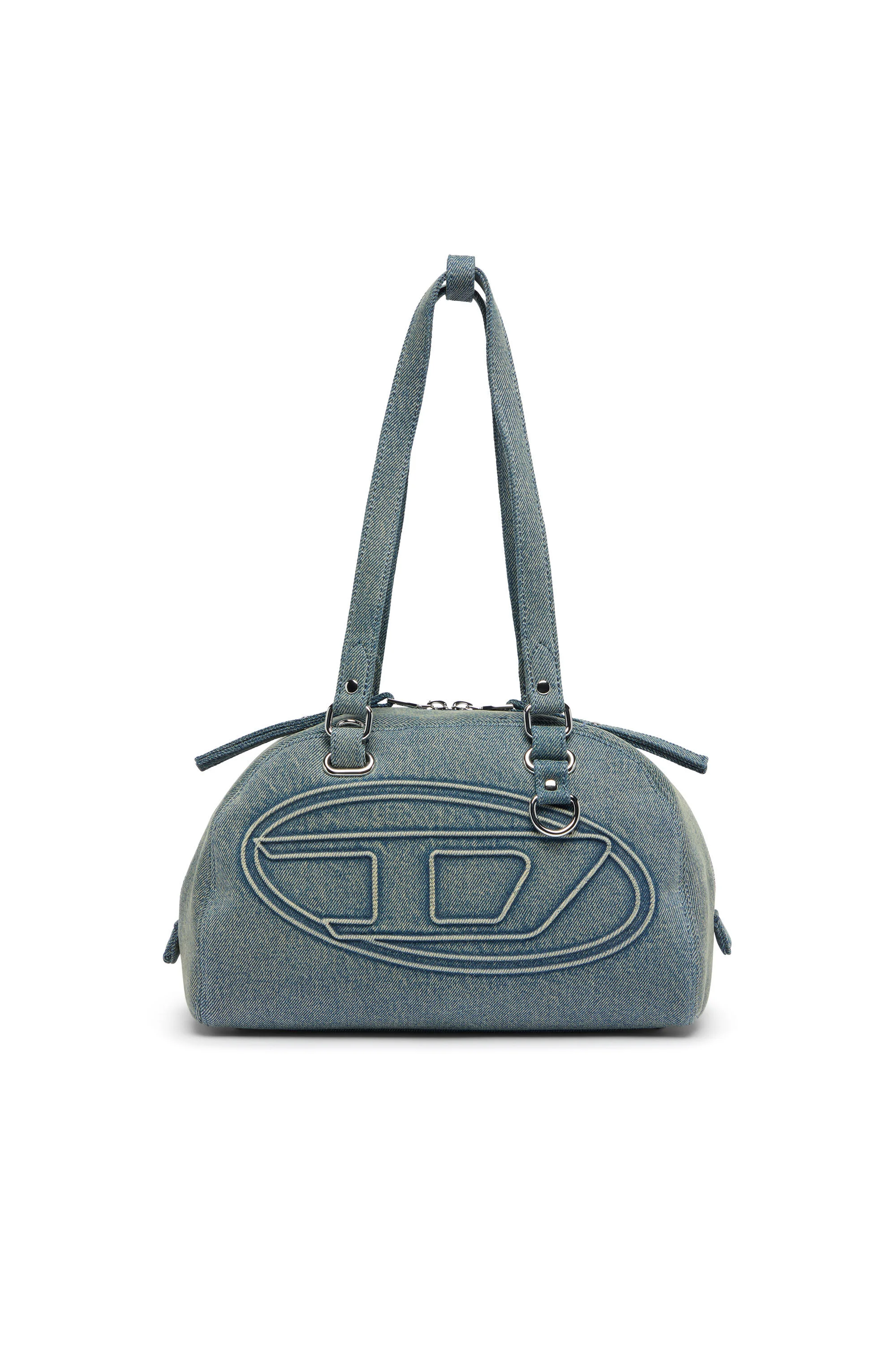 1DR DOME-SHOULDER BAG IN DENIM WITH OVAL D LOGO - 1