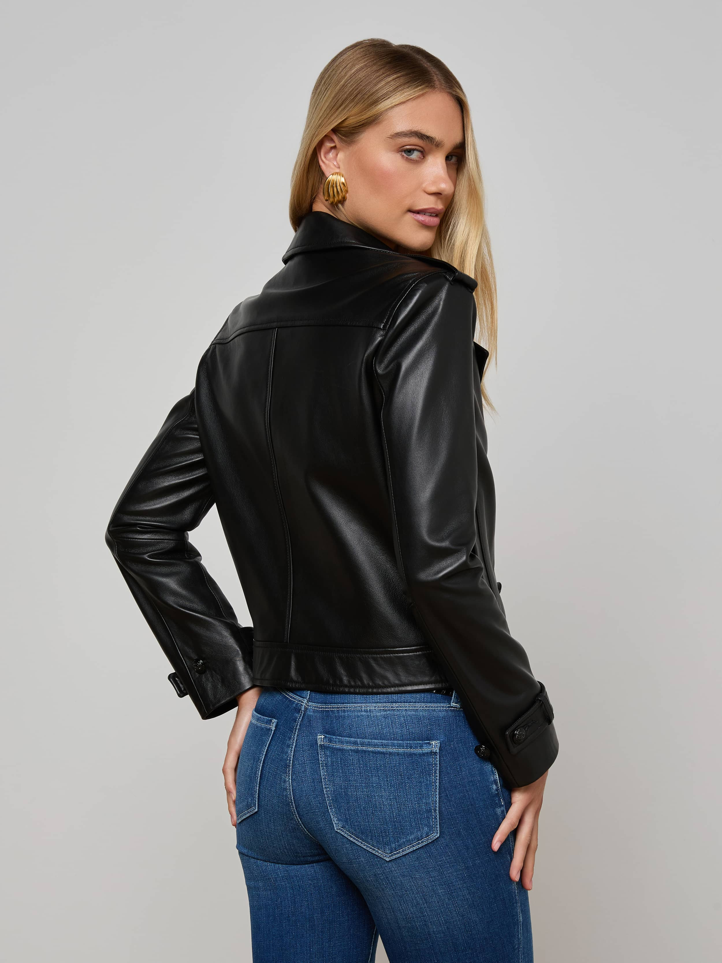 Xoey Cropped Leather Trench Coat - 5