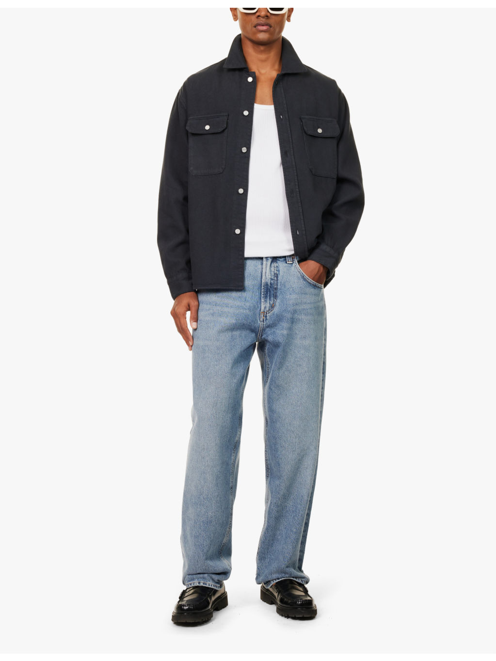 Fusion faded-wash tapered-leg recycled-denim jeans - 2