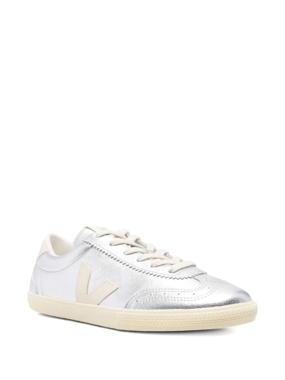 Volley metallic leather lace-up sneakers - 2