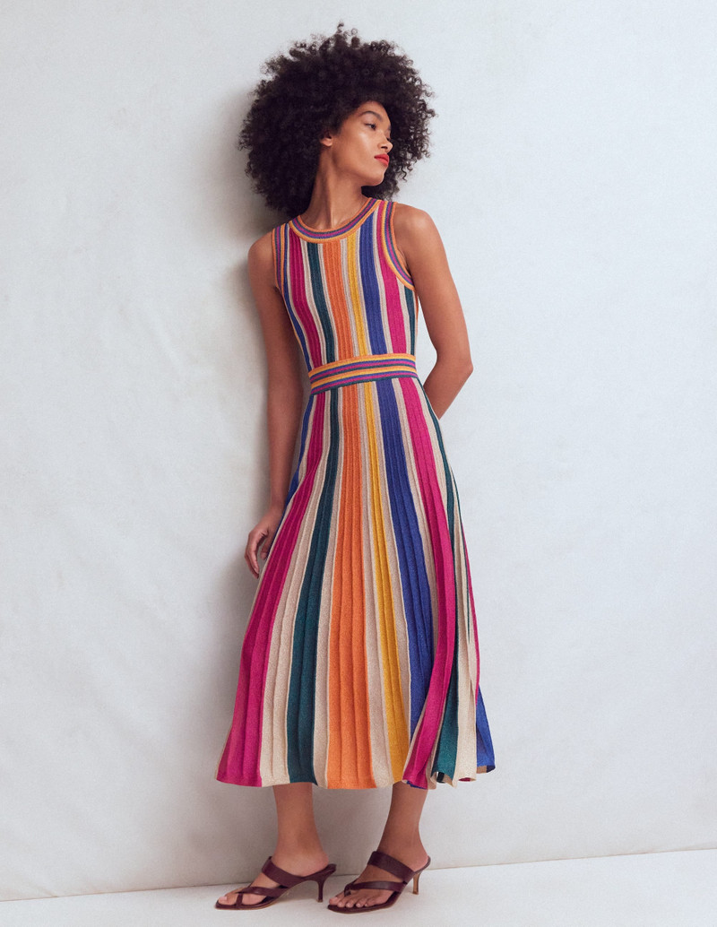 Metallic Multi Stripe Dress-Metallic Multi Stripe 6