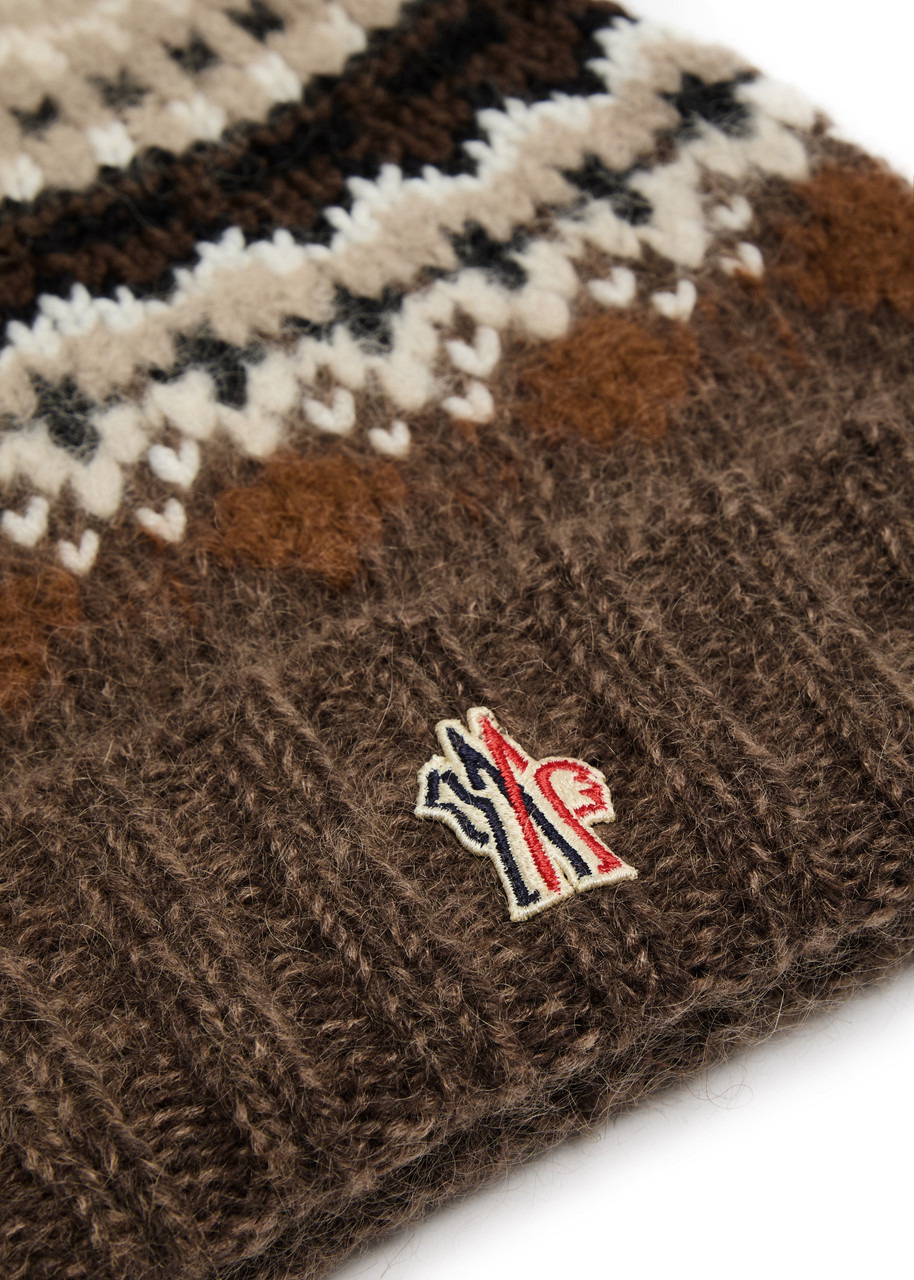 Moncler Logo Fair Isle Intarsia Wool-blend Beanie - 2
