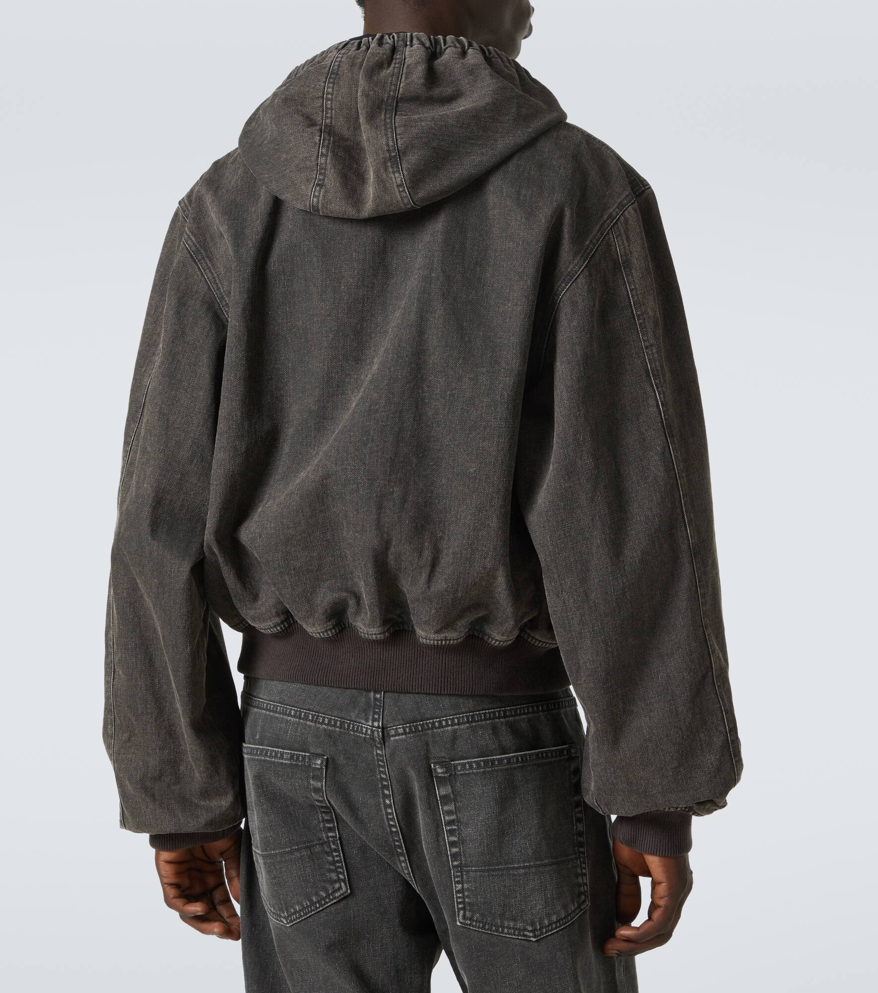 Bank coated denim zip-up hoodie - 4