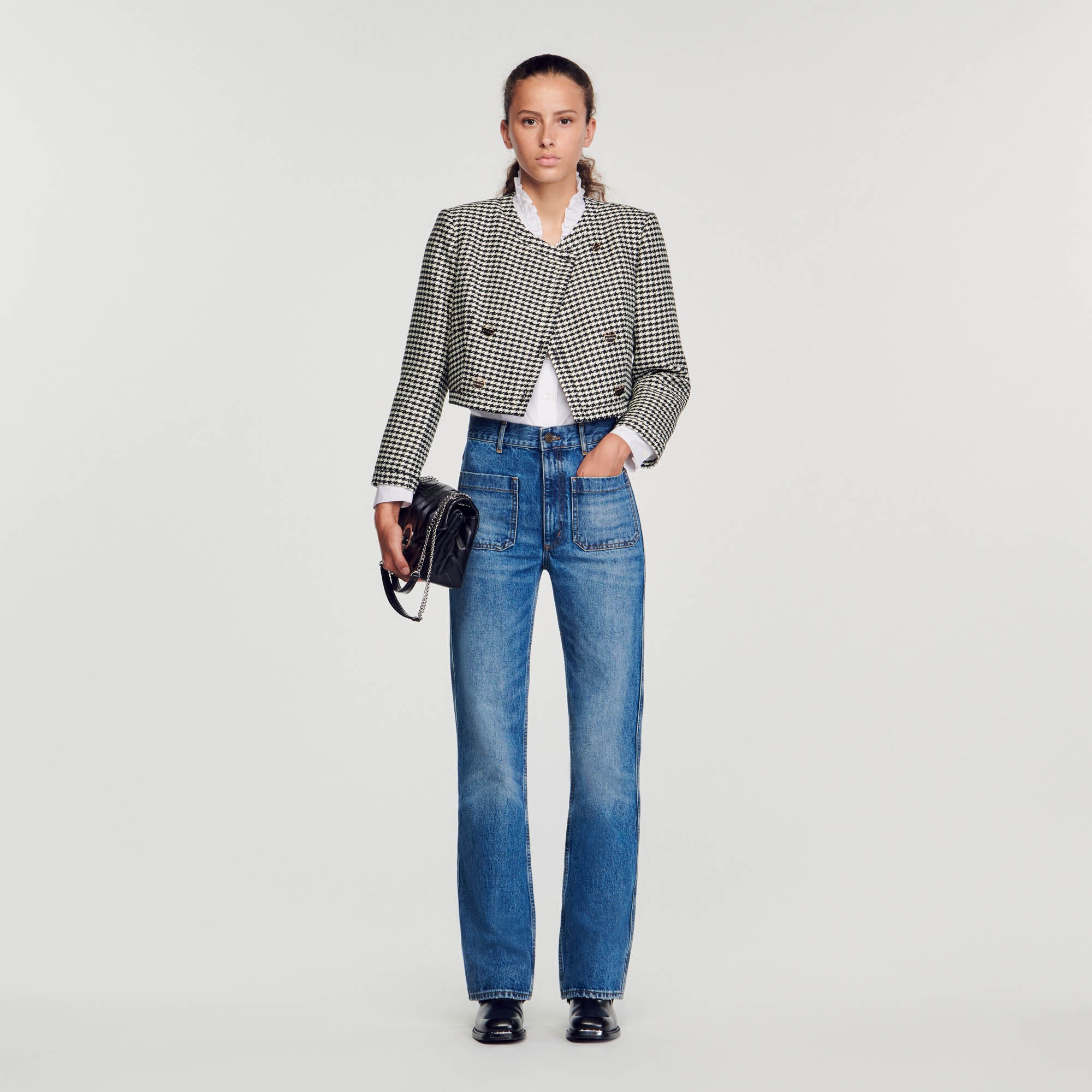 CROPPED HOUNDSTOOTH JACKET - 2