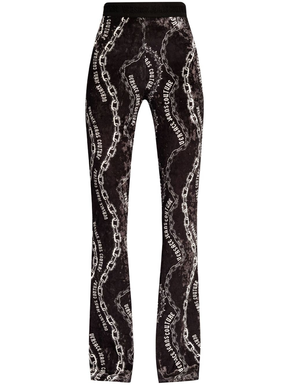 chain-print flared trousers - 1