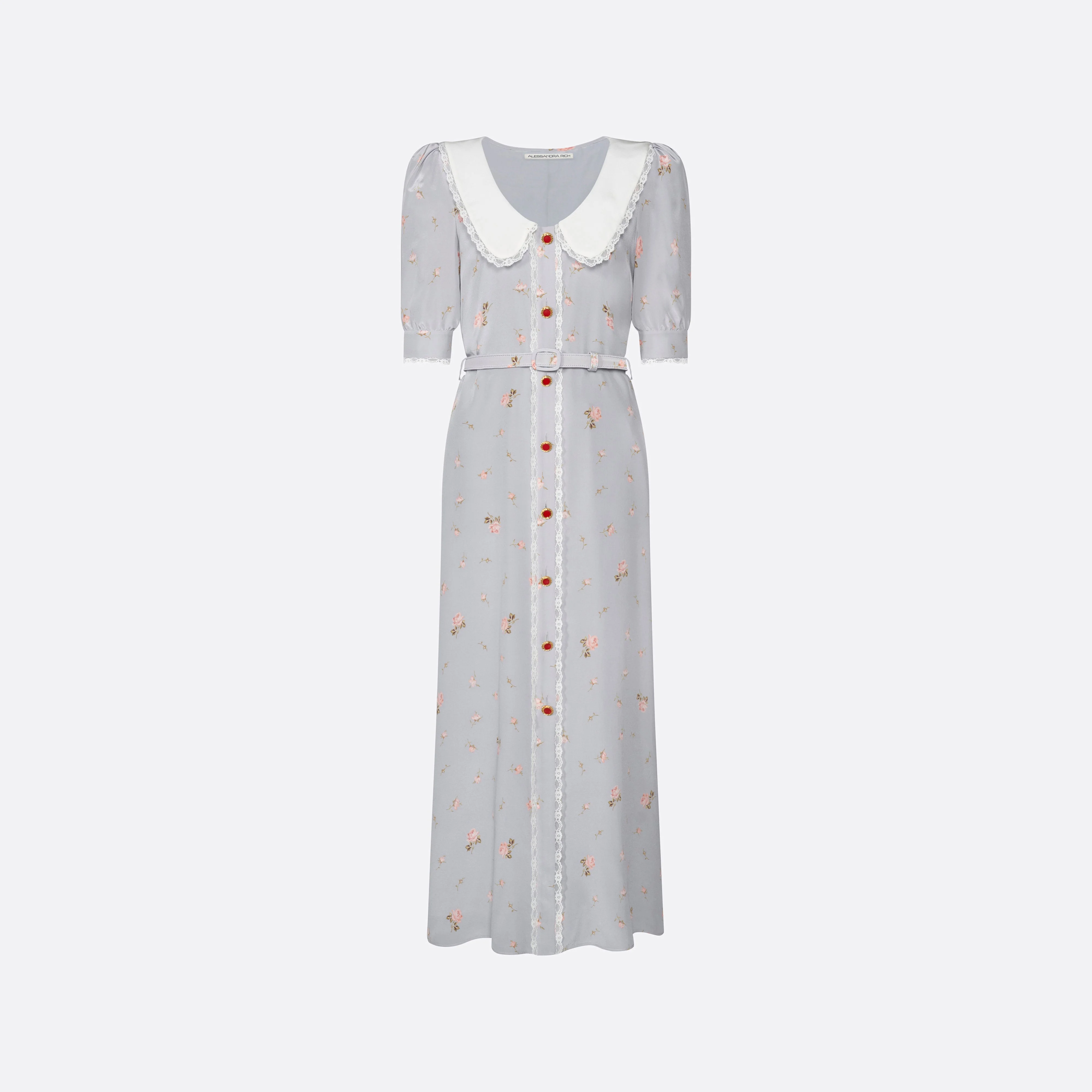 FLORAL-PRINT SILK MIDI DRESS - 1