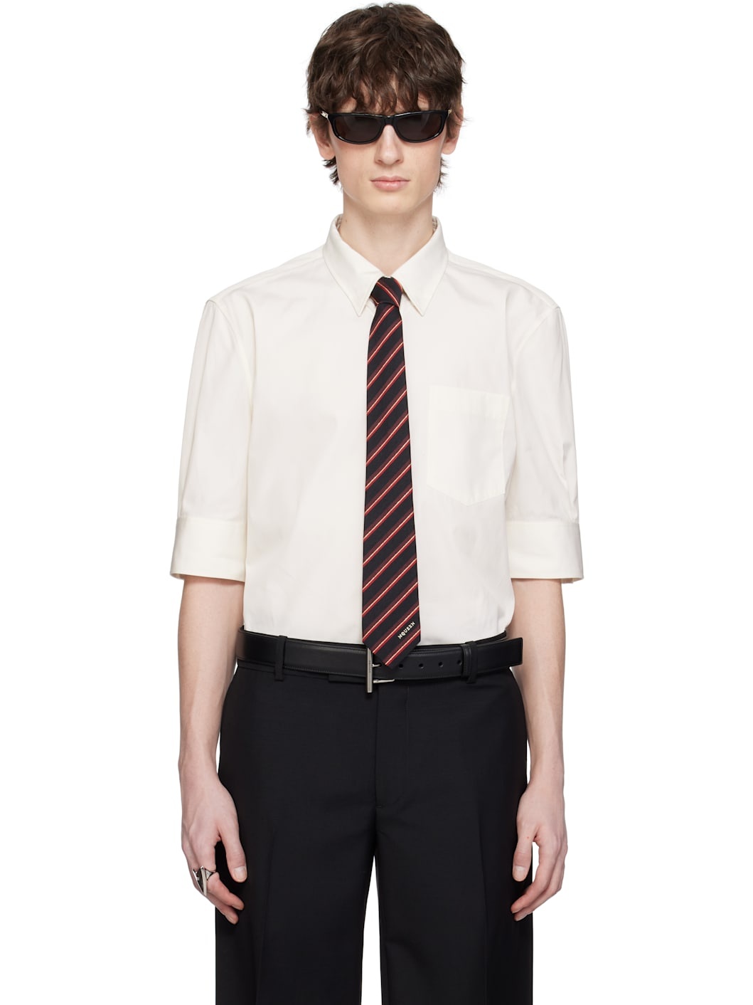 Off-White Cotton Poplin Deep Cuff Shirt - 1