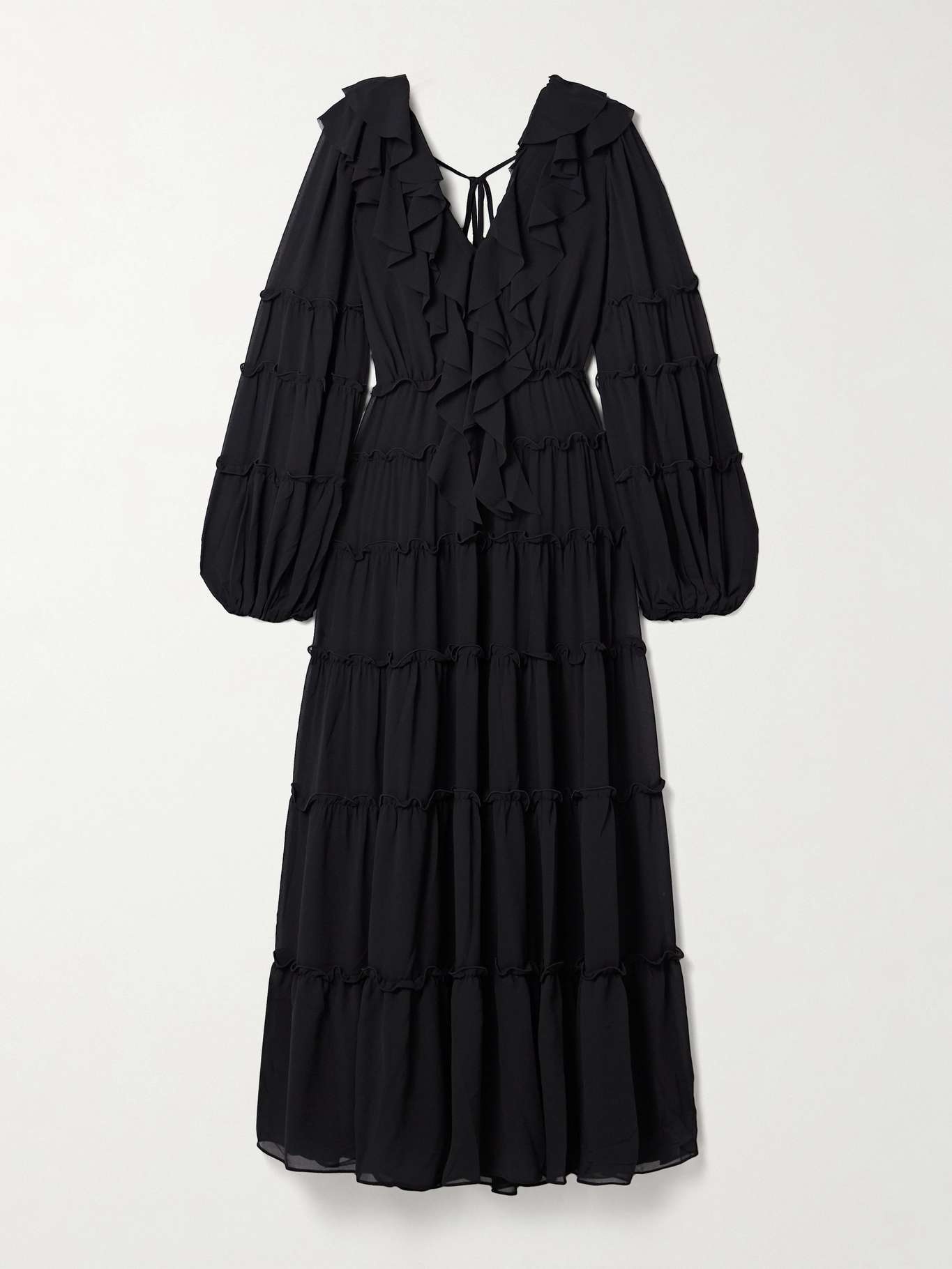 Protea ruffled crepe de chine maxi dress Black - 1