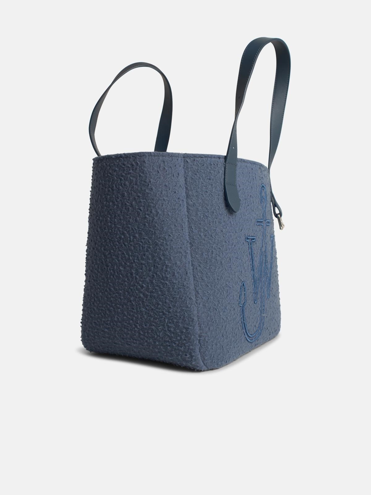 BELT TOTE BLUE BOILED WOOL SHOULDER BAG - 2