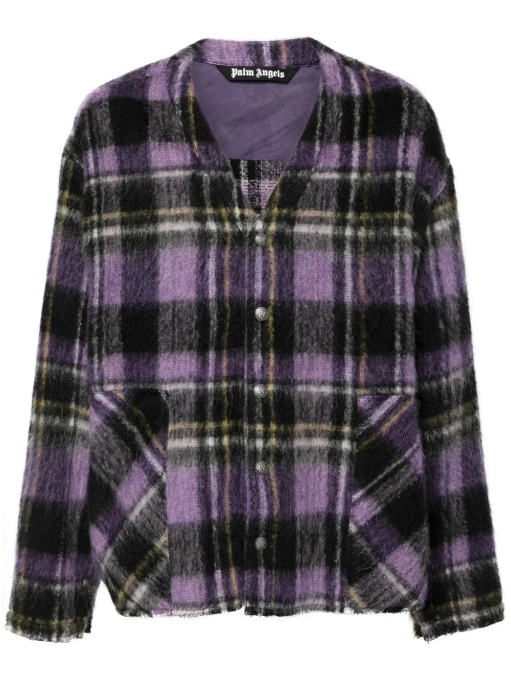 plaid-check cardigan - 1